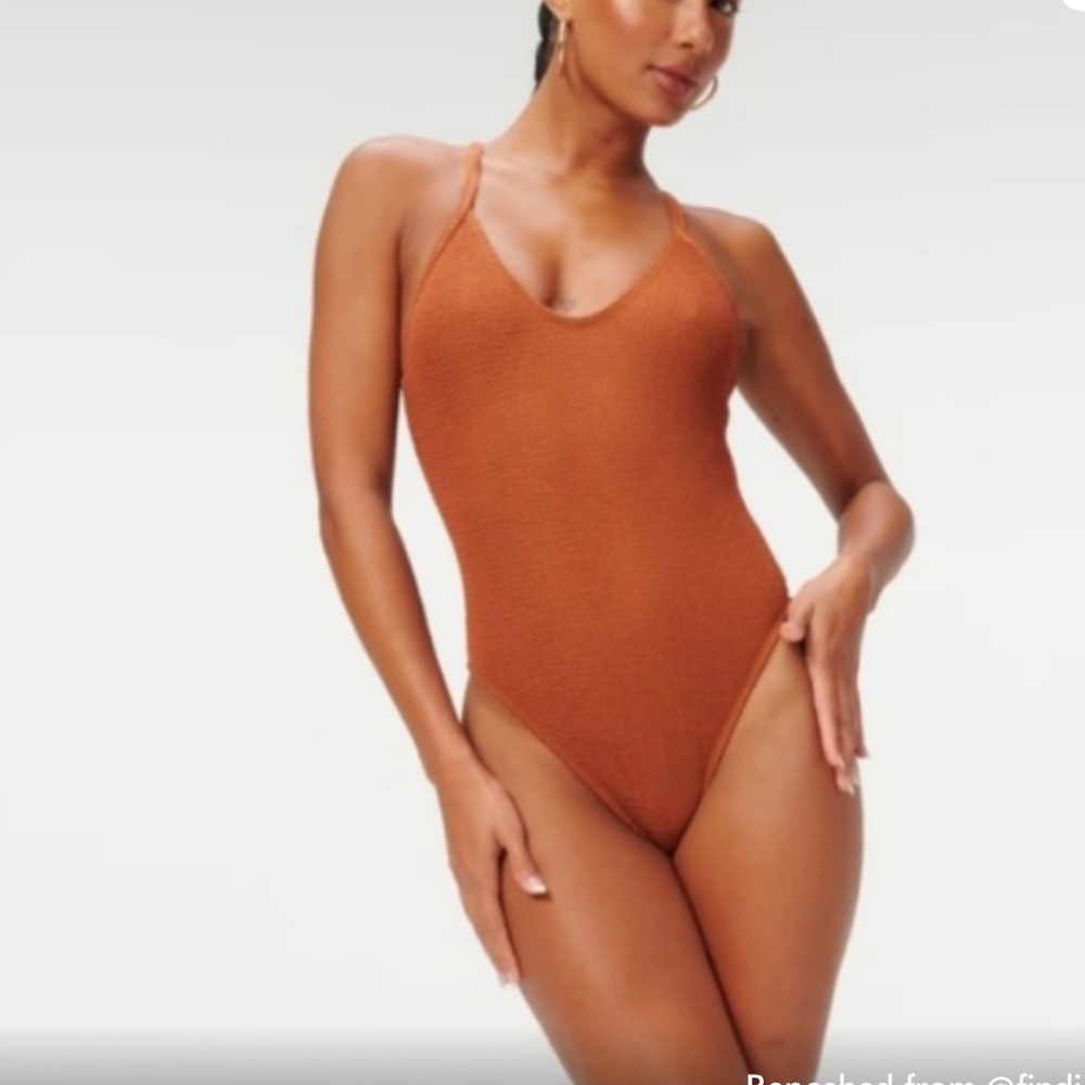 Good American Always Fit Copper One-Piece Swimsuit NWT size 3/4 fits like large